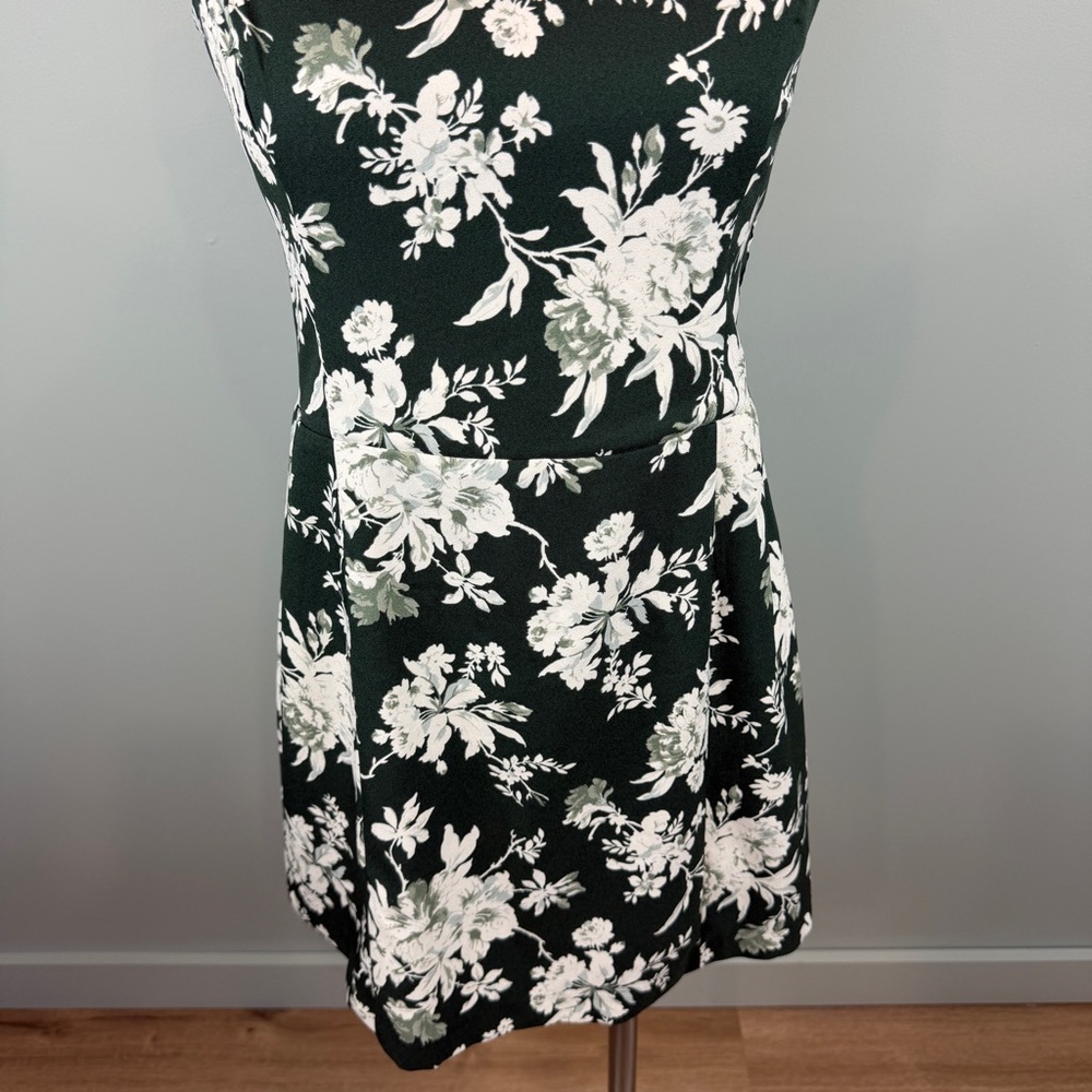 Abercrombie & Fitch Dark Green Floral Mini Dress, removable straps Medium - Picture 3 of 11